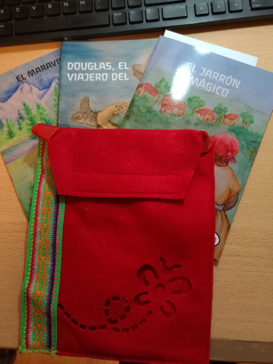 PACK  3 CUENTOS CON MAYÚSCULAS + BOLSA + CARDAV